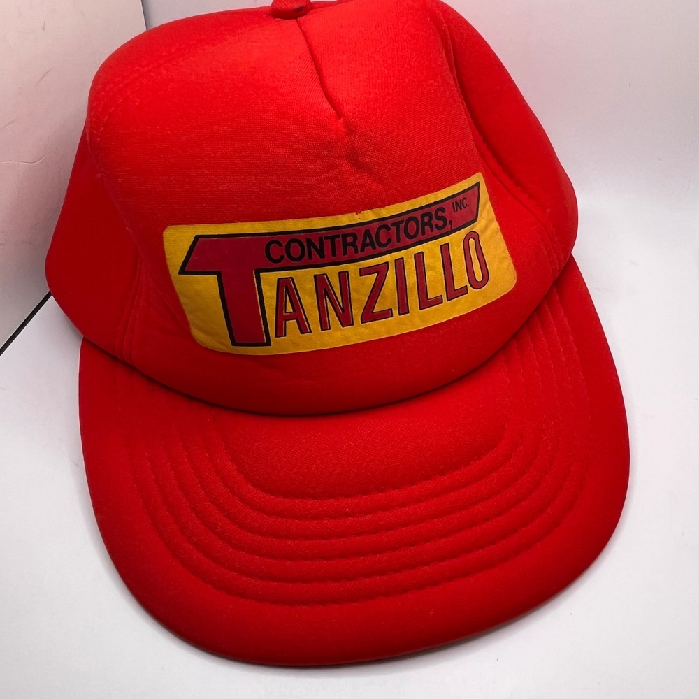 Vintage Tanzillo Contractor Inc Red Foam Trucker Snapback Hat Construction Promo